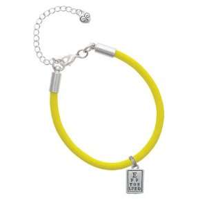  Silver Eye Chart Charm on a Yellow Malibu Charm Bracelet 