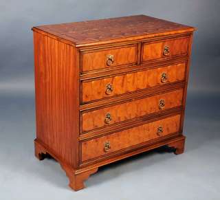 English Antique Style Yew Oyster Bachelors Chest