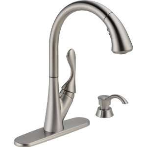   Single Handle Pull Down Kitchen Faucet with Soap Dispenser, Stainless