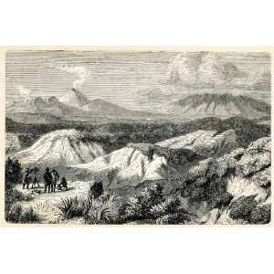 1879 Wood Engraving Tongariro Ruapehu New Zealand Landscape Volcano 