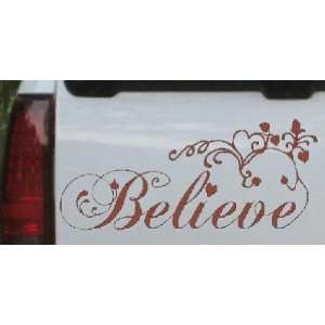 Believe Christian Car Window Wall Laptop Decal Sticker    Brown 8in X 