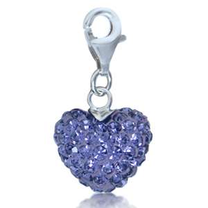 Nagara Crystal 925 Sterling Silver Heart Dangle Charm  