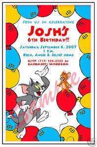 Set of 10 Tom & Jerry Personalized Invitations #2  