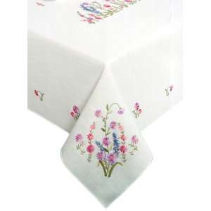  Tobin Wildflowers Stamped Oblong Tablecloth for Embroidery 