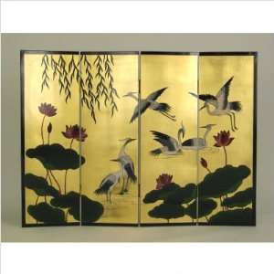  Crane and Lotus Flower Room Divider