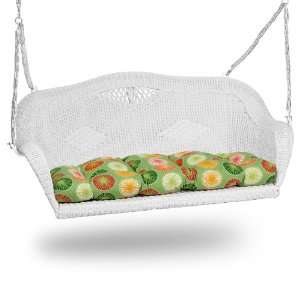  White Wicker Swing with Berringer Spring Cushion Patio, Lawn & Garden