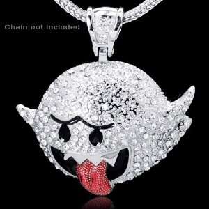   Super Mario Bros Boo Inspired Silver Plated Hip Hop Pendant Jewelry