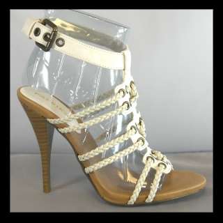 NEW WHITE STRAPPY ANKLE BAND HIGH HEEL SANDAL SIZE 10  