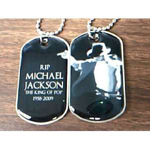   Custom RIP Michael Jackson 2 Sided Dog Tag w/ Chain 