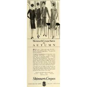  1927 Ad Skinners Crepe Satin Autumn Flapper Fashion Paris 