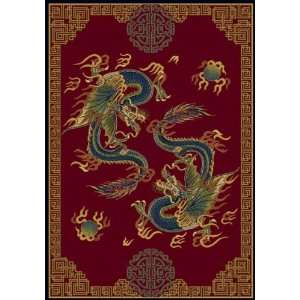  Oriental Asian Decor Chinese Dueling Dragons Rugs   Garnet 