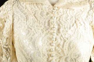   1930s Ivory Lace Bias Cut Wedding Dress w/ Satin Slip Size XS  