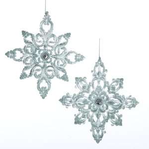  12 Icy Crystal Acrylic Aqua Tinged Snowflake with Frost 