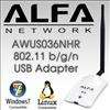 Alfa Network AWUS036NHR 2W Wireless N/G USB WiFi WLAN Adapter+High 