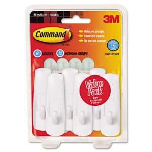 Command Adhesive Hook Value Pack   Medium, Holds 3 lb, White, 6/Pack 