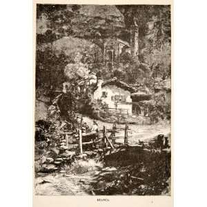  1881 Wood Engraving Biasca Switzerland Landscape Scenery 