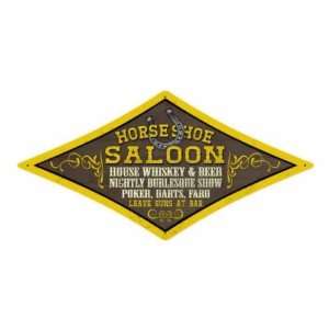  Horse Shoe Saloon Vintage Metal Sign Bar Darts Poker