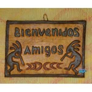 Bienvenido Amigos / Welcome Friends Handmade Red Clay Ceramic Welcome 