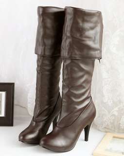   Leather High Heel Zip Up Over Knee Thigh Boots Shoes US All Size C057