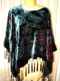 Coldwater Creek Poncho Cape Shawl Beaded 1sz fits most  