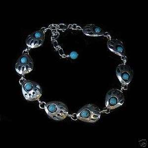  PETITE Sterling Silver Turquoise Bear Paw Bracelet  