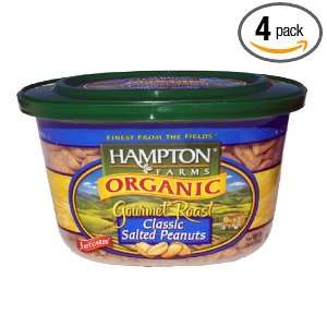 Hampton Farms Organic Salted Peanuts, 16 Ounce Tubs (Pack of 4)