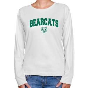 Binghamton Bearcats Ladies White Logo Arch Long Sleeve Classic Fit T 