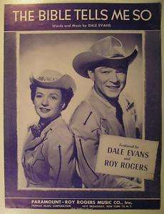 Sheet Music THE BIBLE TELLS ME SO Dale Evans Roy Rogers  