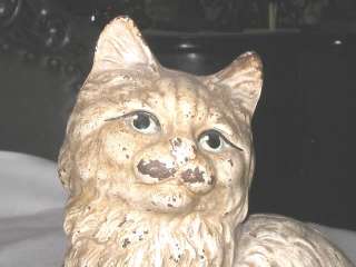 ANTIQUE HUBLEY PERSIAN CAT MANTLE HOUSE ART DOORSTOP CAST IRON KITTEN 