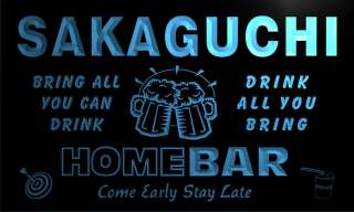 SAKAGUCHI Family Name Home Bar Beer Mug Cheers Neon Light Sign  