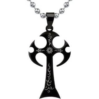   Gothic Warrior Cross Pendant on a Steel Ball Chain for Men by Peora
