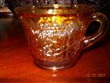 Vintage set of Indiana Tiara amber glass punch bowl set with 12 cups 