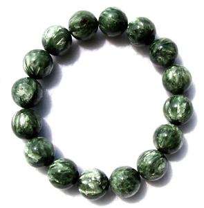 Natural Seraphinite Round Beads Stretch Bracelet 12mm  