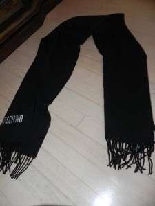   MOSCHINO signature black bag wool long winter scarf Saks $475  