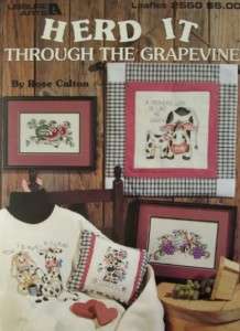   THE GRAPEVINE, Cross Stitch Book, COWS, 7 Designs by Rose Calton