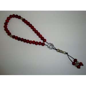 Red Wood Komboloi Prayer Worry Beads   Hand Made By Jeannie Parnell 