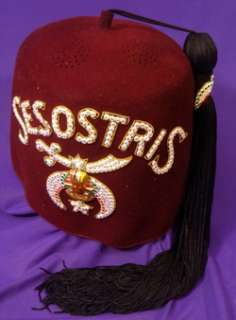 Vintage Shriners Sesostris Fez, With Jewel Clasp / Size 7 1/4 / Almost 