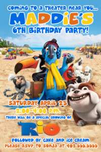 Custom Rio Movie Birthday Party Invitations  