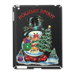  iPad 2 Case Black of Christmas Spirit Snowman with Tree 