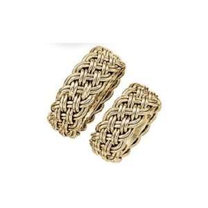   mm YELLOW GOLD 14K BRAIDED WEDDING BAND SET his & her 