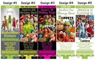 The Muppets Movie Kermit Frog Birthday Party Ticket Invitations 