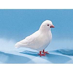  6 Standing White Pigeon Bird Furry Animal Figurine Toys & Games
