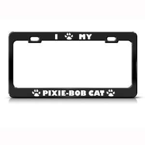  Pixie Bob Cat Black Animal Metal license plate frame Tag 