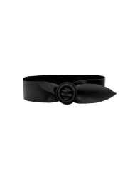 Luxury Lane Womens Wide Leather Oval Buckle Belt in Black or Brown