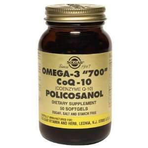 Omega 3 700 Co Q 10 Policosanol, 100 Softgels, Solgar 