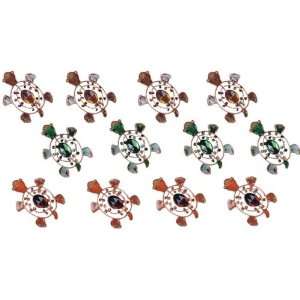  12 Piece Brown, Green and Orange Copper Turtle Magnet 