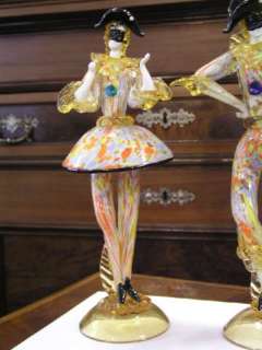 Pair Murano Glass Formia Harlequin Sculptures  
