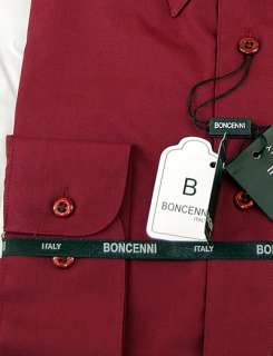 BONCENNI COTTON BUSINESS DRESS SHIRT 16.5 34/35 BURGUND  