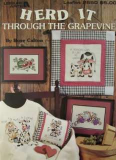 HERD IT THROUGH THE GRAPEVINE, Cross Stitch Book, COWS, 7 Designs by 