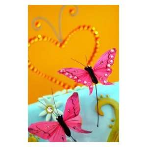  3 Butterfly Cake Decorations in Several Colors